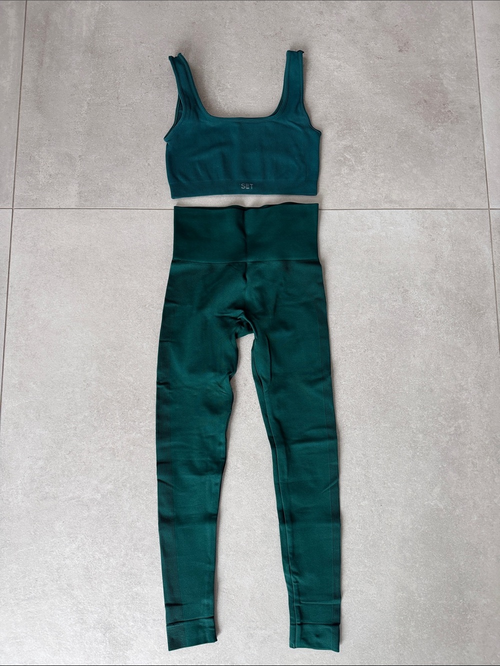 SET ACTIVE Seamless High-Waist Leggings & Crop Tank Set - Deep Teal